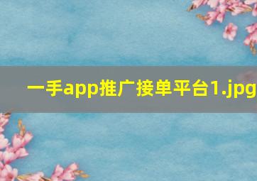 一手app推广接单平台