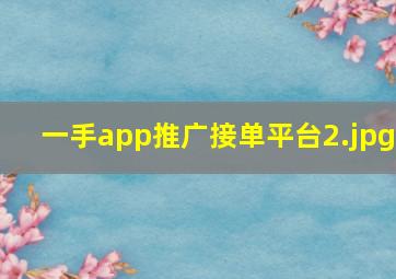 一手app推广接单平台