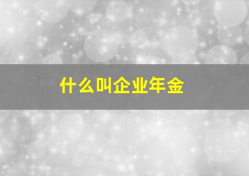 什么叫企业年金