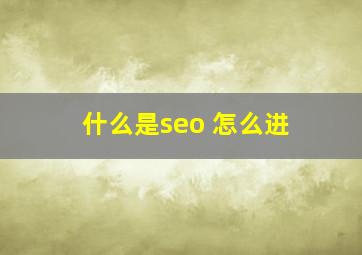 什么是seo 怎么进