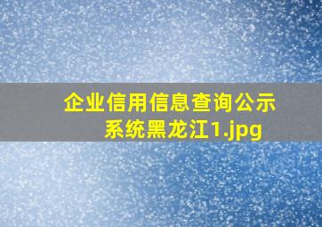 企业信用信息查询公示系统黑龙江