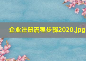 企业注册流程步骤2020