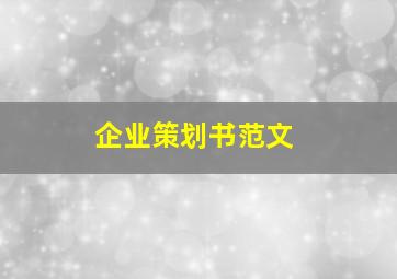 企业策划书范文