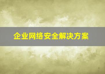 企业网络安全解决方案