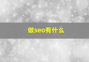 做seo有什么