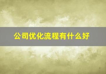 公司优化流程有什么好