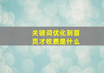 关键词优化到首页才收费是什么