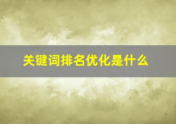 关键词排名优化是什么