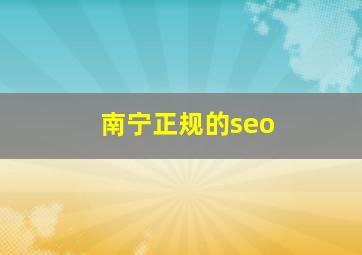 南宁正规的seo