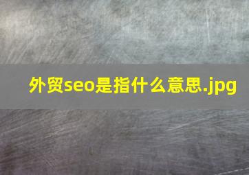外贸seo是指什么意思