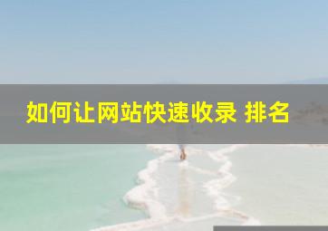 如何让网站快速收录 排名