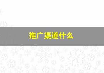 推广渠道什么