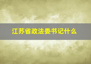 江苏省政法委书记什么