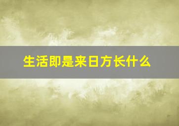 生活即是来日方长什么