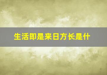 生活即是来日方长是什