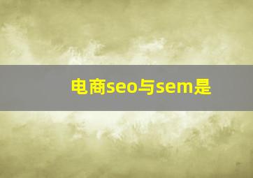 电商seo与sem是