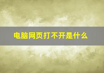 电脑网页打不开是什么