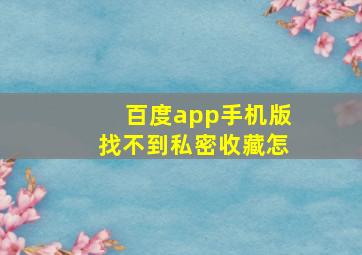 百度app手机版找不到私密收藏怎