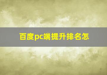 百度pc端提升排名怎