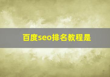 百度seo排名教程是