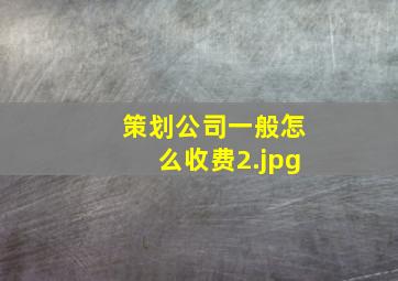 策划公司一般怎么收费