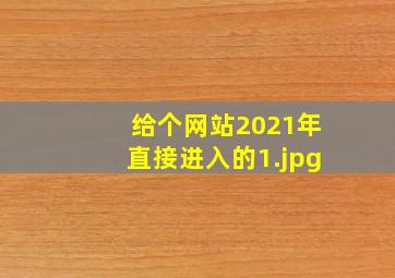 给个网站2021年直接进入的