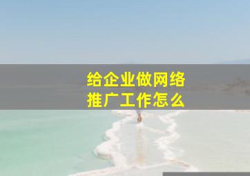 给企业做网络推广工作怎么
