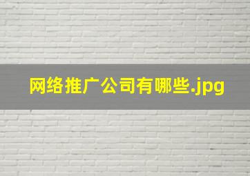 网络推广公司有哪些