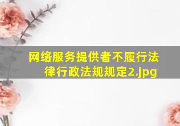 网络服务提供者不履行法律行政法规规定