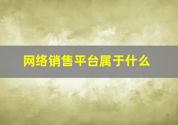网络销售平台属于什么