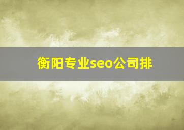 衡阳专业seo公司排