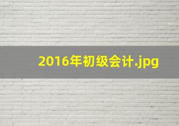 2016年初级会计