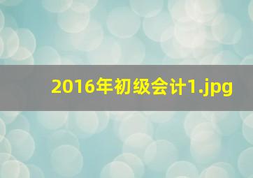 2016年初级会计