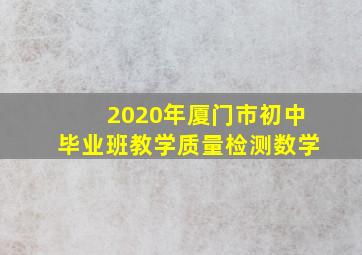 2020年厦门市初中毕业班教学质量检测数学