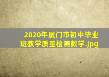 2020年厦门市初中毕业班教学质量检测数学