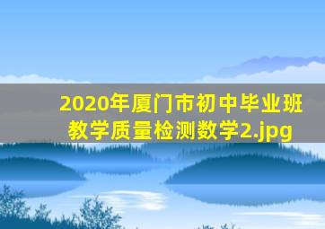 2020年厦门市初中毕业班教学质量检测数学