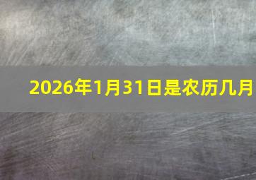 2026年1月31日是农历几月
