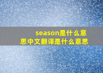 season是什么意思中文翻译是什么意思