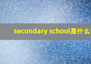 secondary school是什么意