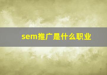 sem推广是什么职业