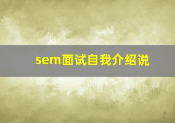 sem面试自我介绍说
