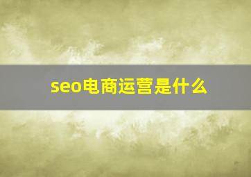 seo电商运营是什么