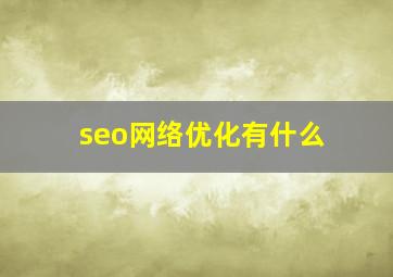 seo网络优化有什么