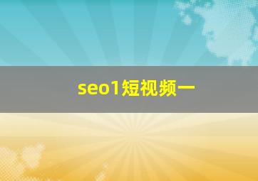 seo1短视频一